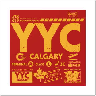 Vintage Calgary YYC Airport Code Travel Day Retro Travel Tag Canada Posters and Art